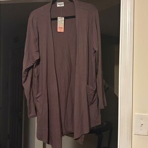 NWT Town Cat Open Front Slouchy Taupe Rayon Cardigan with Pockets in XXL